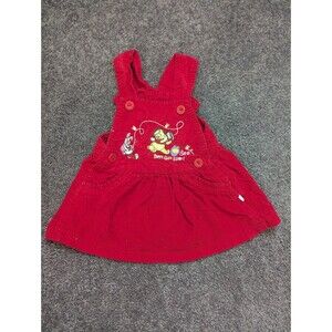 WDW Disney Baby Winnie the Pooh Christmas Best Gift Ever Newborn Dress Red Used